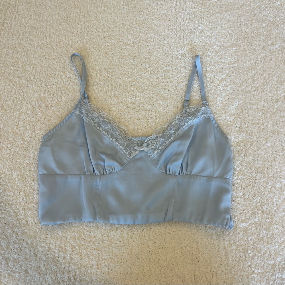 Princess Polly: Light Blue Lace Tank Top